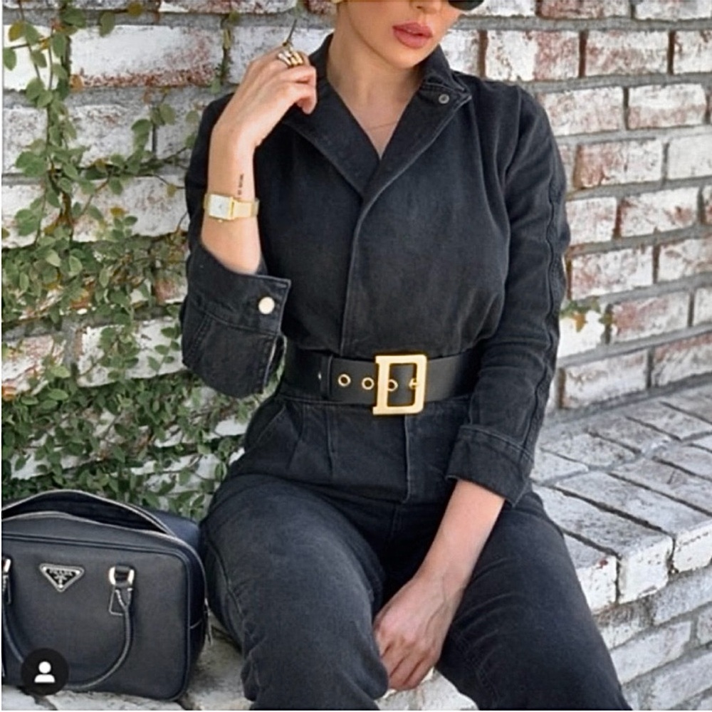 Zara never worn off black/gray jean denim jumpsuit
